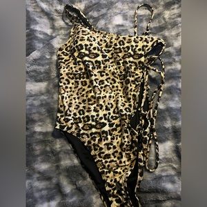 Leopard lace up swim suit!